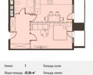 1-комнатная квартира площадью 43.3 кв.м, Новодмитровская улица, 5А | цена 8 222 670 руб. | www.metrprice.ru