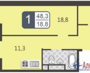 1-комнатная квартира площадью 48.3 кв.м, Новочерёмушкинская улица, 62к1 | цена 9 444 000 руб. | www.metrprice.ru