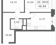 2-комнатная квартира площадью 48.98 кв.м, Мякининское шоссе, 1 | цена 4 143 708 руб. | www.metrprice.ru