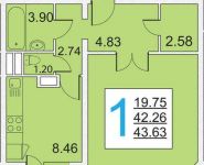 1-комнатная квартира площадью 42 кв.м, Лухмановская улица, 15к4 | цена 5 250 000 руб. | www.metrprice.ru