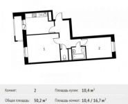 2-комнатная квартира площадью 50.2 кв.м, Фруктовая ул., 1К1 | цена 5 225 017 руб. | www.metrprice.ru