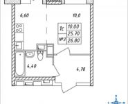 1-комнатная квартира площадью 26.8 кв.м, Горная, 8 | цена 2 013 886 руб. | www.metrprice.ru