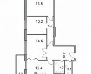 3-комнатная квартира площадью 74 кв.м, Радужная улица, 4/1 | цена 7 210 548 руб. | www.metrprice.ru