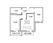 2-комнатная квартира площадью 62.32 кв.м,  | цена 8 226 240 руб. | www.metrprice.ru