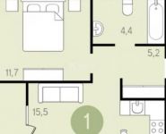 1-комнатная квартира площадью 40.7 кв.м, Ермолинская улица, 1 | цена 3 320 000 руб. | www.metrprice.ru