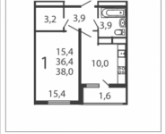 1-комнатная квартира площадью 38 кв.м, Производственная, 6, корп.6 | цена 4 601 800 руб. | www.metrprice.ru