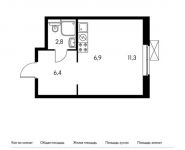 1-комнатная квартира площадью 27.4 кв.м,  | цена 4 942 960 руб. | www.metrprice.ru