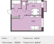 1-комнатная квартира площадью 34.89 кв.м,  | цена 3 384 330 руб. | www.metrprice.ru