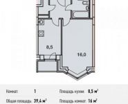 1-комнатная квартира площадью 39.4 кв.м, Потаповская Роща ул., 1К1 | цена 4 070 147 руб. | www.metrprice.ru