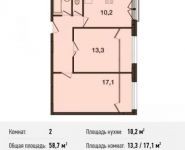 2-комнатная квартира площадью 58.7 кв.м, Ивановская ул., 1 | цена 4 754 700 руб. | www.metrprice.ru