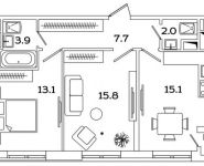 2-комнатная квартира площадью 57.4 кв.м, Рязанский проспект, д.влд 2 | цена 9 576 271 руб. | www.metrprice.ru