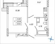 1-комнатная квартира площадью 32.64 кв.м, Омская, 18 | цена 3 916 800 руб. | www.metrprice.ru