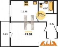 1-комнатная квартира площадью 43.9 кв.м, улица Викторенко, 11с24 | цена 13 377 040 руб. | www.metrprice.ru