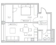 2-комнатная квартира площадью 52.9 кв.м, ул Гжатская, д. 9 | цена 12 304 063 руб. | www.metrprice.ru