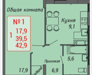 1-комнатная квартира площадью 42.9 кв.м, Ленинский проспект, 4, корп.4 | цена 4 075 500 руб. | www.metrprice.ru