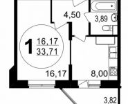 1-комнатная квартира площадью 34 кв.м, Просвещения ул., 13К3 | цена 2 709 700 руб. | www.metrprice.ru