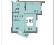 2-комнатная квартира площадью 64 кв.м, 9 мая, 12Б | цена 6 322 266 руб. | www.metrprice.ru