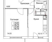 1-комнатная квартира площадью 37.94 кв.м, 2-я Муравская | цена 5 220 240 руб. | www.metrprice.ru