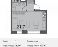 1-комнатная квартира площадью 28.3 кв.м, Северный кв-л, 19 | цена 2 122 500 руб. | www.metrprice.ru