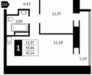 1-комнатная квартира площадью 45.1 кв.м, Клубная, 13 | цена 4 748 128 руб. | www.metrprice.ru