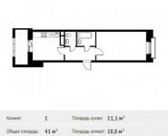 1-комнатная квартира площадью 41 кв.м, Фруктовая ул., 1К1 | цена 4 734 024 руб. | www.metrprice.ru