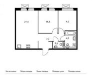 2-комнатная квартира площадью 56.2 кв.м, Авиаконструктора Петлякова ул., 1 | цена 6 867 640 руб. | www.metrprice.ru