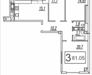 3-комнатная квартира площадью 81.05 кв.м, Колхозная улица, 20 | цена 3 563 036 руб. | www.metrprice.ru