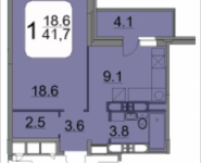 1-комнатная квартира площадью 42.2 кв.м, 9 мая, 12Б | цена 4 425 936 руб. | www.metrprice.ru