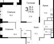 3-комнатная квартира площадью 79 кв.м, Барышевская Роща ул., К15 | цена 6 622 350 руб. | www.metrprice.ru