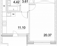 1-комнатная квартира площадью 42.21 кв.м, Лазоревый пр., 3, корп.5 | цена 10 300 717 руб. | www.metrprice.ru