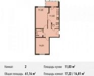 2-комнатная квартира площадью 61.1 кв.м, Центральная ул. | цена 6 321 143 руб. | www.metrprice.ru