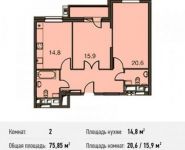 2-комнатная квартира площадью 75.9 кв.м, Акуловская улица, 23 | цена 13 539 935 руб. | www.metrprice.ru