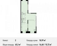 2-комнатная квартира площадью 65.3 кв.м, улица Ситникова, 8 | цена 5 452 550 руб. | www.metrprice.ru