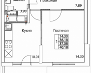 1-комнатная квартира площадью 40.18 кв.м, 2-я Муравская, корп.8 | цена 4 714 691 руб. | www.metrprice.ru