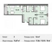 3-комнатная квартира площадью 76.9 кв.м, Глинищевский переулок, 5/7 | цена 15 416 141 руб. | www.metrprice.ru