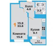 1-комнатная квартира площадью 33.6 кв.м, проезд Речной, д.28к1 | цена 2 581 152 руб. | www.metrprice.ru