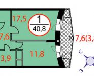 1-комнатная квартира площадью 40 кв.м, Фасадная ул., 2 | цена 4 000 000 руб. | www.metrprice.ru