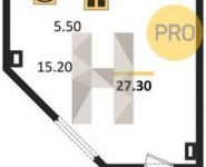 1-комнатная квартира площадью 27.3 кв.м, Зеленая ул., 6 | цена 3 575 806 руб. | www.metrprice.ru