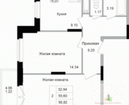 2-комнатная квартира площадью 57.2 кв.м, улица Фрунзе, 1 | цена 3 718 000 руб. | www.metrprice.ru