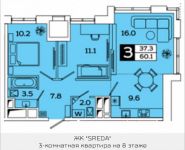 3-комнатная квартира площадью 60 кв.м, Рязанский просп. | цена 9 043 788 руб. | www.metrprice.ru