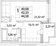 1-комнатная квартира площадью 42.33 кв.м, Лазоревый пр., 3, корп.7 | цена 8 776 744 руб. | www.metrprice.ru