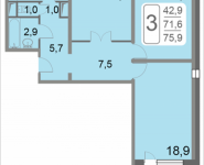 3-комнатная квартира площадью 75.9 кв.м, 2-й Грайвороновский проезд влд 38 к5, корп.5 | цена 10 557 690 руб. | www.metrprice.ru