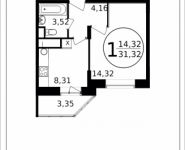 1-комнатная квартира площадью 31.32 кв.м, Просвещения, 11 | цена 2 286 360 руб. | www.metrprice.ru