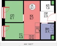 2-комнатная квартира площадью 28.1 кв.м, Авангардная, корп.7 | цена 3 259 600 руб. | www.metrprice.ru