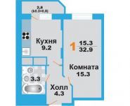 1-комнатная квартира площадью 32.9 кв.м, проезд Речной, д.28к2 | цена 2 527 378 руб. | www.metrprice.ru