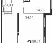 2-комнатная квартира площадью 89.71 кв.м, Татьянин Парк, 14 | цена 8 864 469 руб. | www.metrprice.ru
