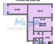 3-комнатная квартира площадью 63 кв.м, Лескова ул., 5 | цена 8 399 000 руб. | www.metrprice.ru