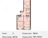 2-комнатная квартира площадью 66.7 кв.м, Каширское ш., 65 | цена 8 137 400 руб. | www.metrprice.ru