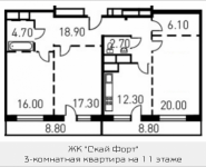 3-комнатная квартира площадью 97.7 кв.м, 1-й Нагатинский пр-д, корп.203 | цена 19 214 033 руб. | www.metrprice.ru