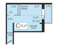 1-комнатная квартира площадью 32.7 кв.м, Шестая улица, 15 | цена 1 825 926 руб. | www.metrprice.ru